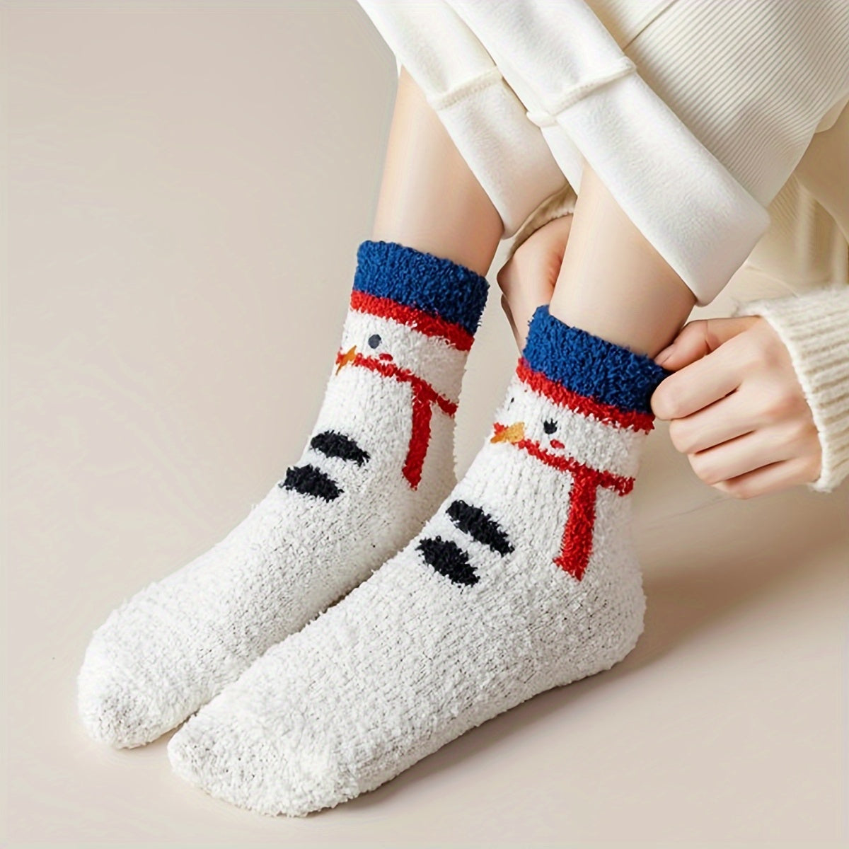 Cartoon Print Socks & Fuzzy Warm Stockings
