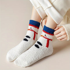 Cartoon Print Socks & Fuzzy Warm Stockings