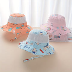 Kids Cartoon Fisherman's Hat Sunscreen Mesh Bucket Cap