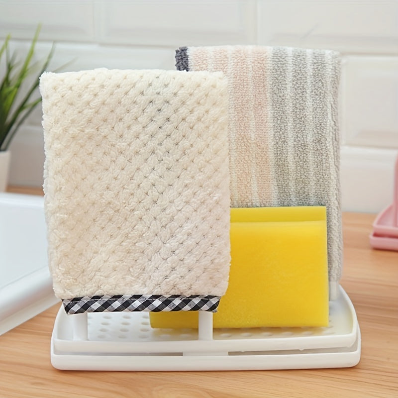 Sink Organizer with Drain Pan for Soap Sponge Brush Bottles Dishcloth