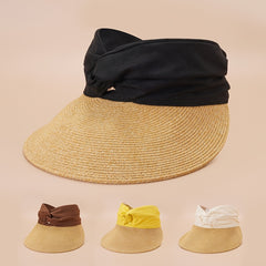 Japanese Straw Sun Hat Knot Stitching Visor Hats