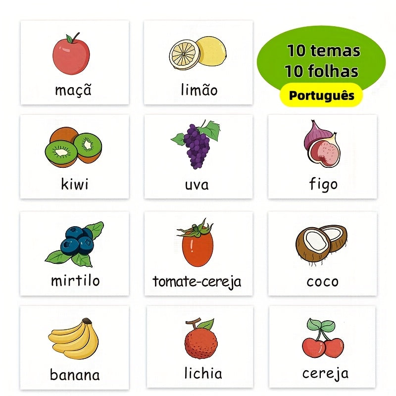Kids Portuguese Vocabulary Stickers - Colorful Illustrations - Fun Learning