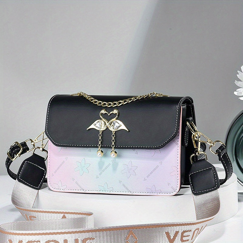 Flower Embossed Gradient Shoulder Bag