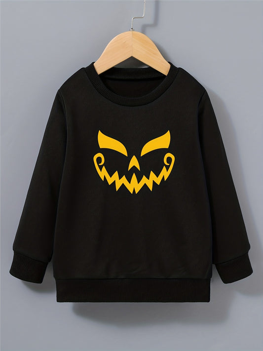 Boys Halloween Pumpkin Sweatshirt Long Sleeve Pullover