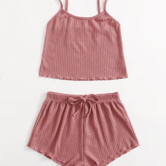 Textured Pajama Set Cami Top & Shorts Women's Sleepwear