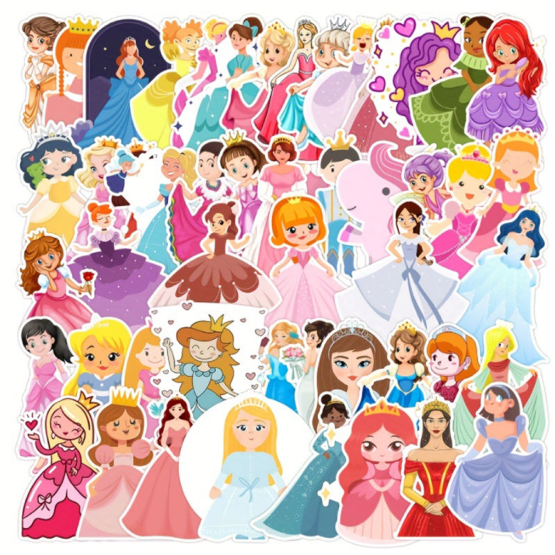 50 Princess Themed Stickers - Perfect for Decorating Desk, Wall, Notebook
