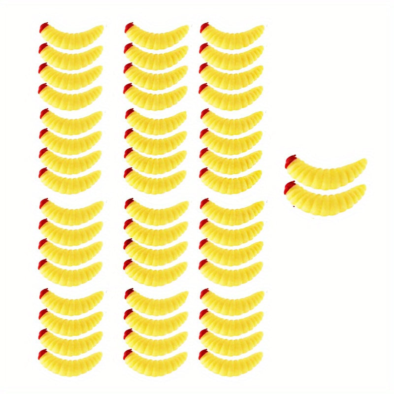 50pcs Soft Fishing Worm Baits Silicone Lures for Bass Fishing Tackle