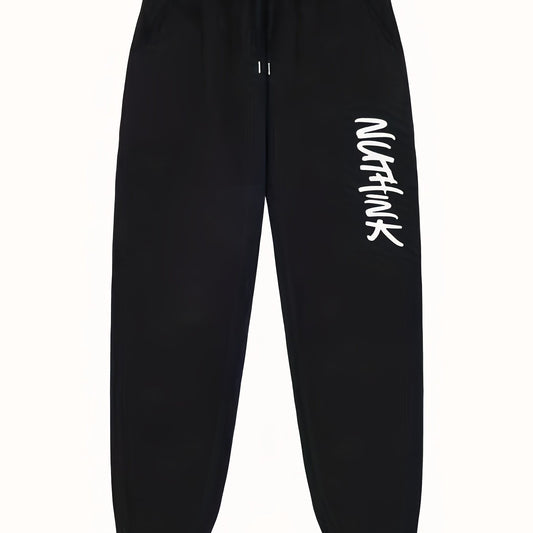 Men's Letter Print Joggers with Pockets Stretch Waist Casual Pants