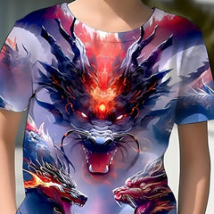 Boys' 3D Dragon Graphic T Shirt for Summer Outdoor Fun