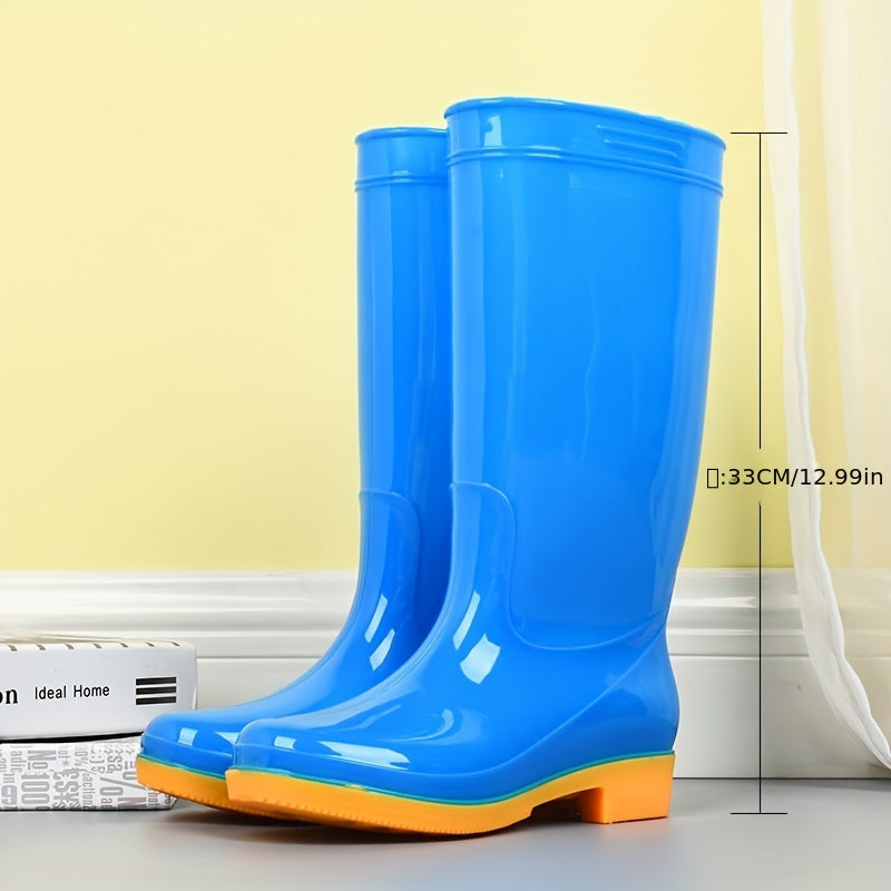 PVC Round Toe Flat Waterproof Rain Boots Lightweight Comfortable