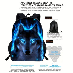 Kids' 3D Wolf Backpack - Casual School Bag for Boys