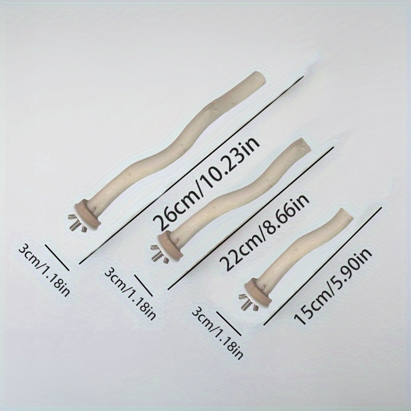 Solid Wood Bird Stand Stick Parrot Curved Station Rod for Pet Bird