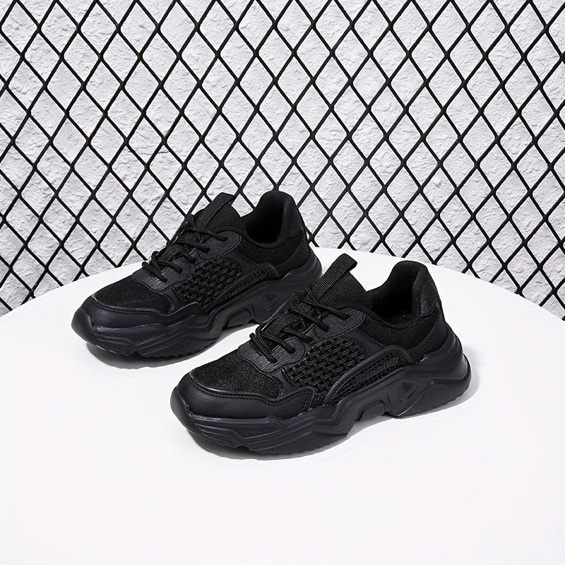 Women's Solid Mesh Lace Up Platform Sneakers Lightweight Outdoor Shoes