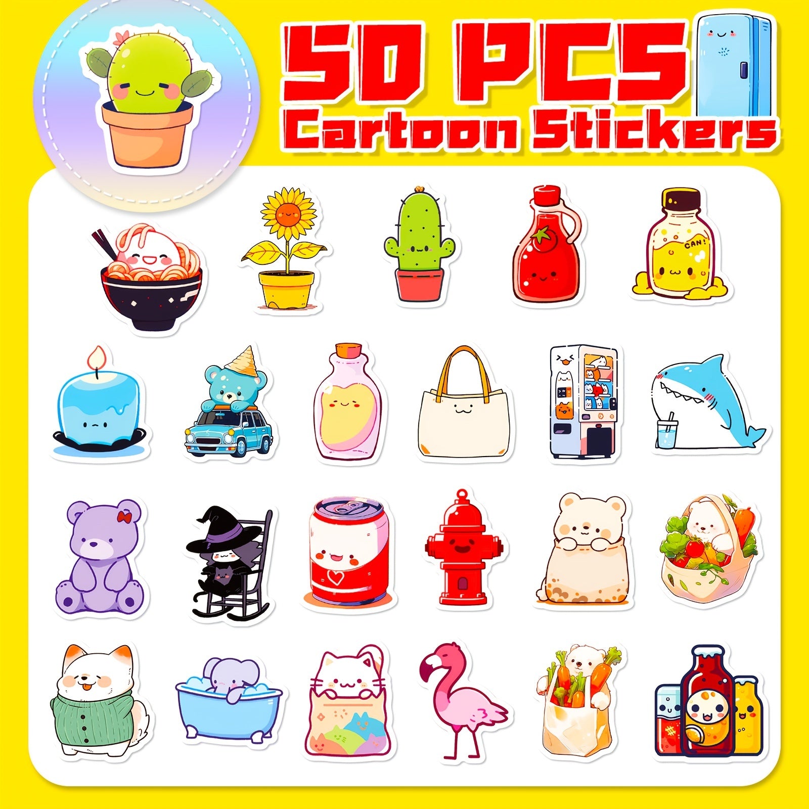 50pcs Lively Animal Series Stickers Laptop Helmet Desktop Water Cup Decor