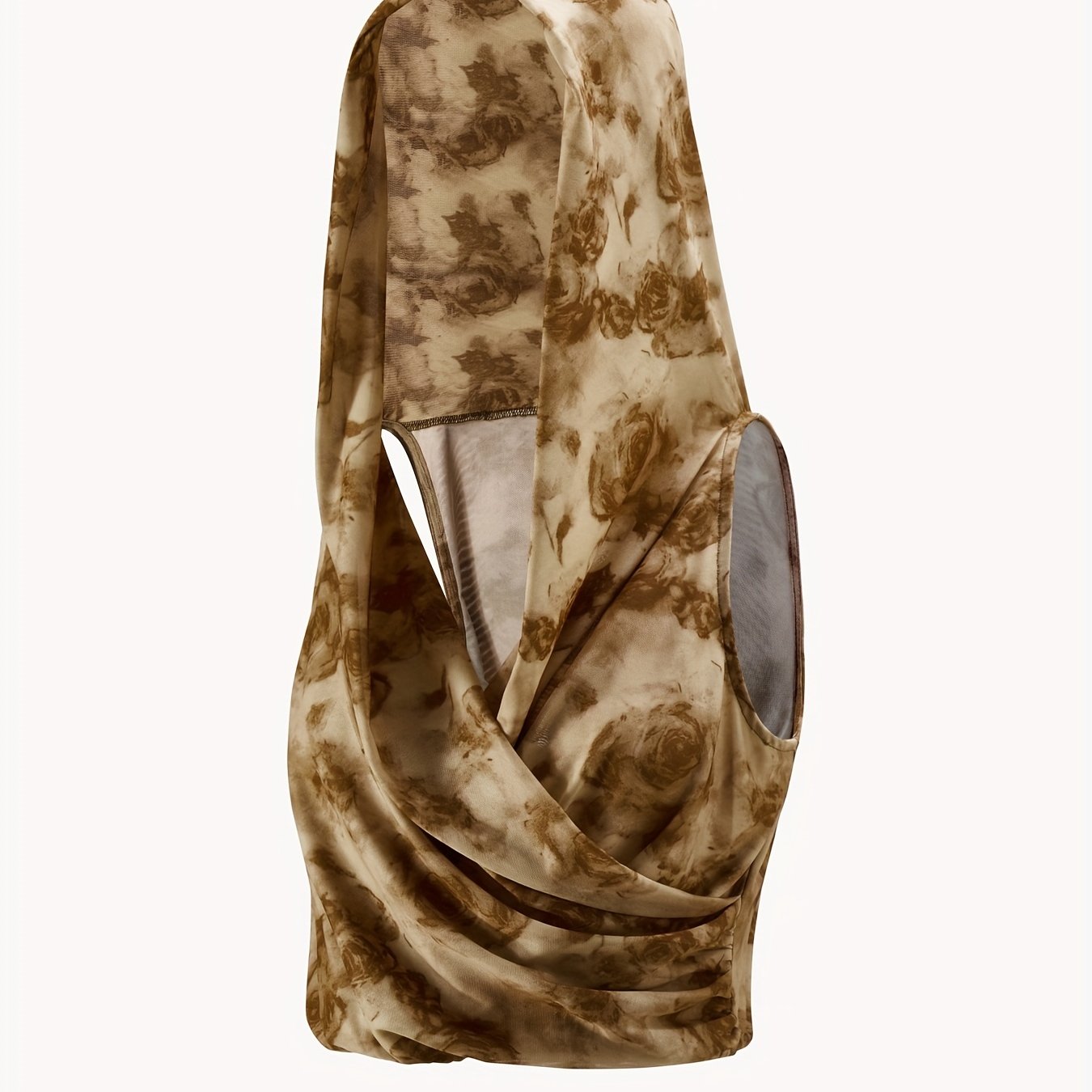 Grunge Rose Sleeveless Hoodie Y2K Surplice Crop Top