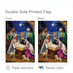 Jesus Nativity Scene Christmas Garden Flag Double Sided Winter Yard Flag