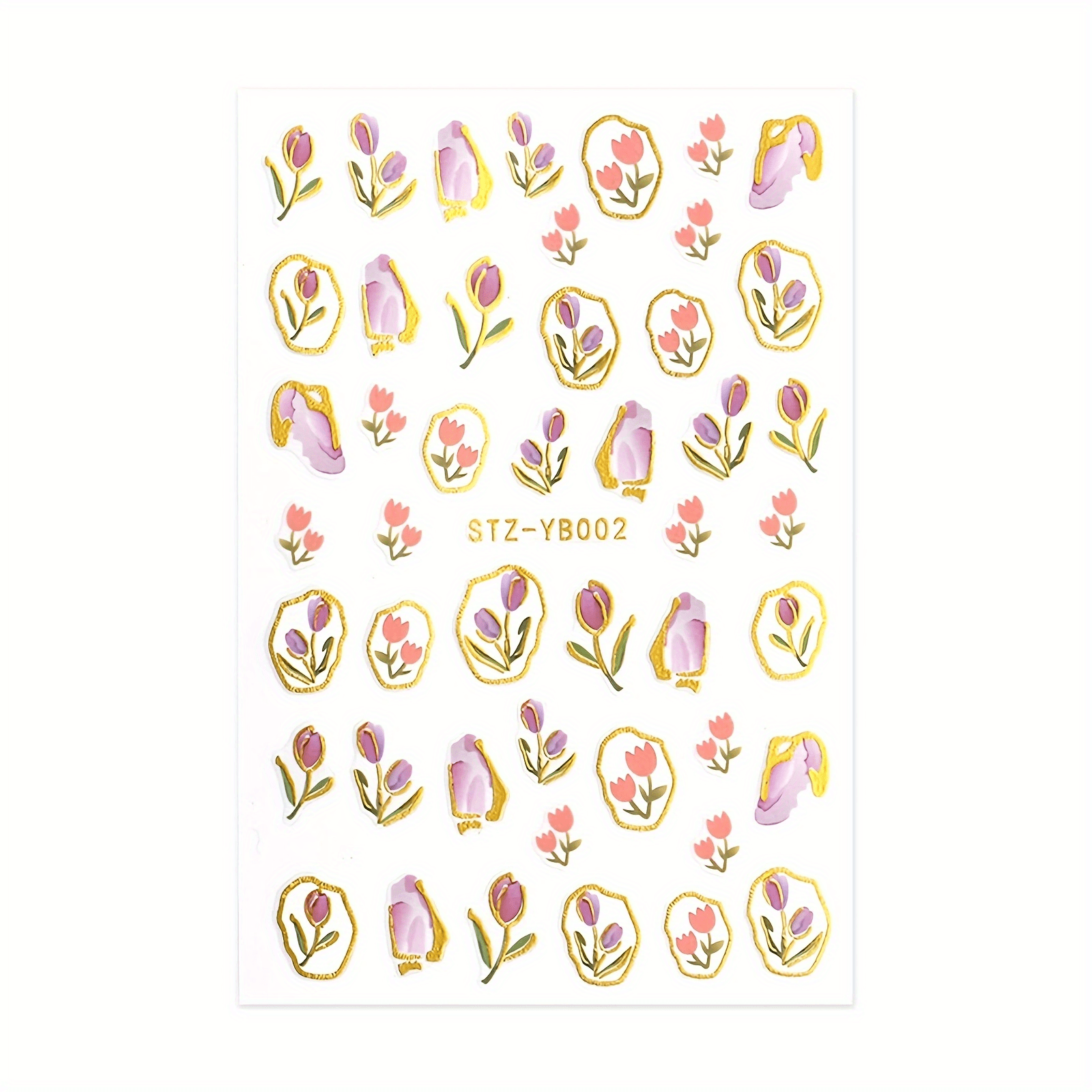 1pc DIY Nail Art Sticker Tulip Embossed Floral Adhesive Nail Sticker