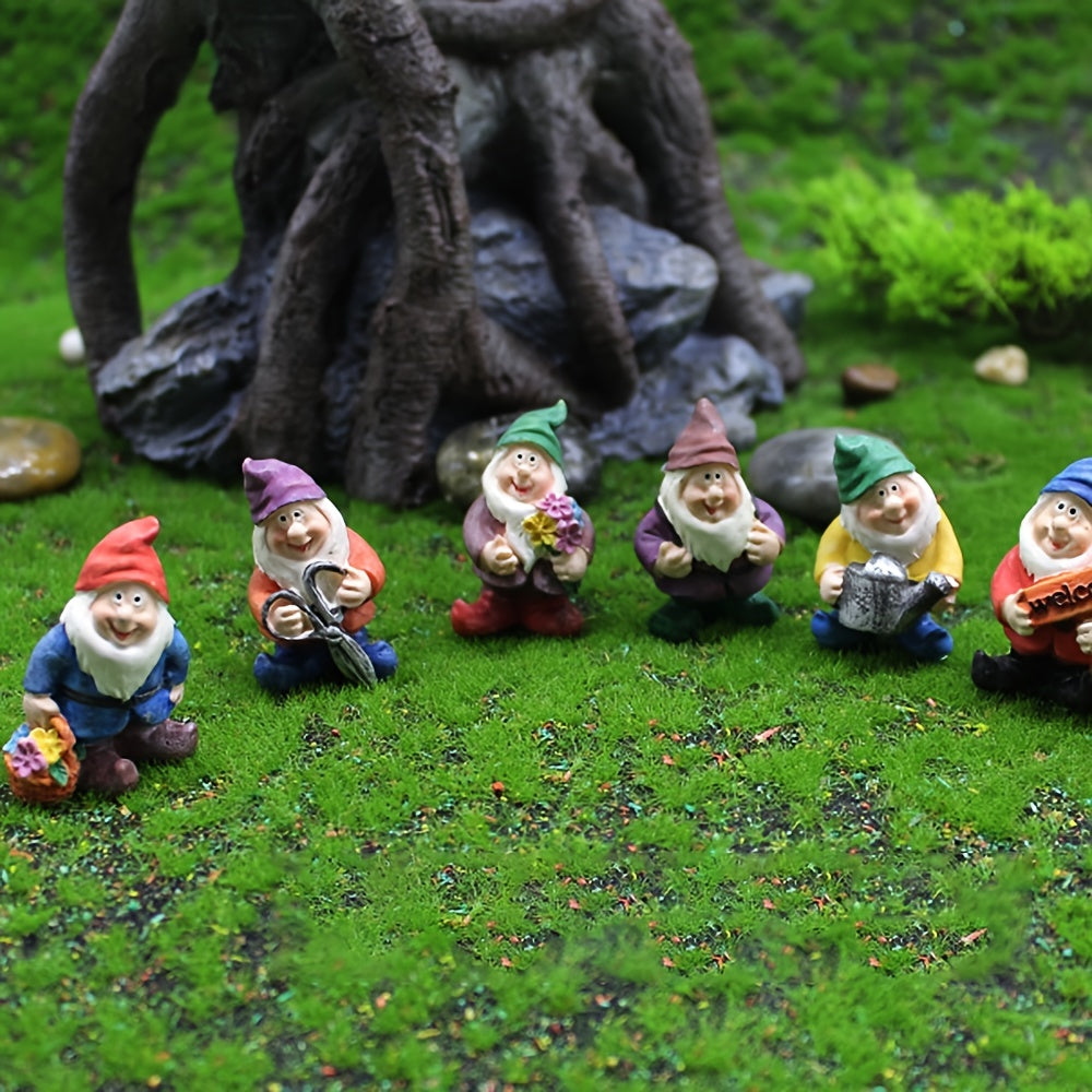 7pcs Gnome Garden Figurines for Bonsai Craft Decor