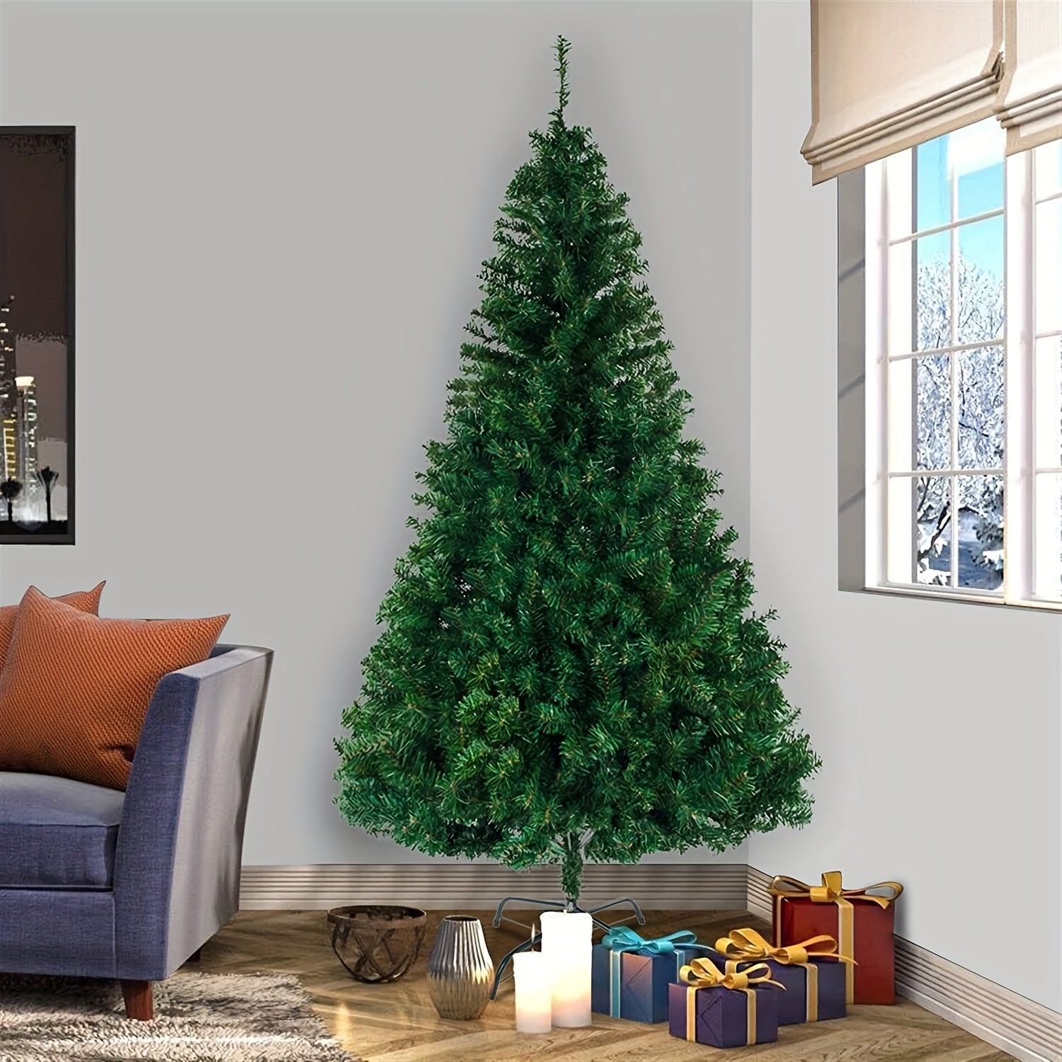 6ft Artificial Christmas Tree w/ Metal Hinge & Folding Base - Easy Assembly