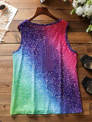  Ombre Starry Sky Print Tank Top