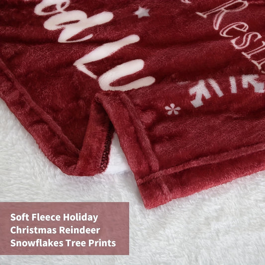 Christmas Snowflake Tree Print Throw Blanket Soft Warm Comfortable