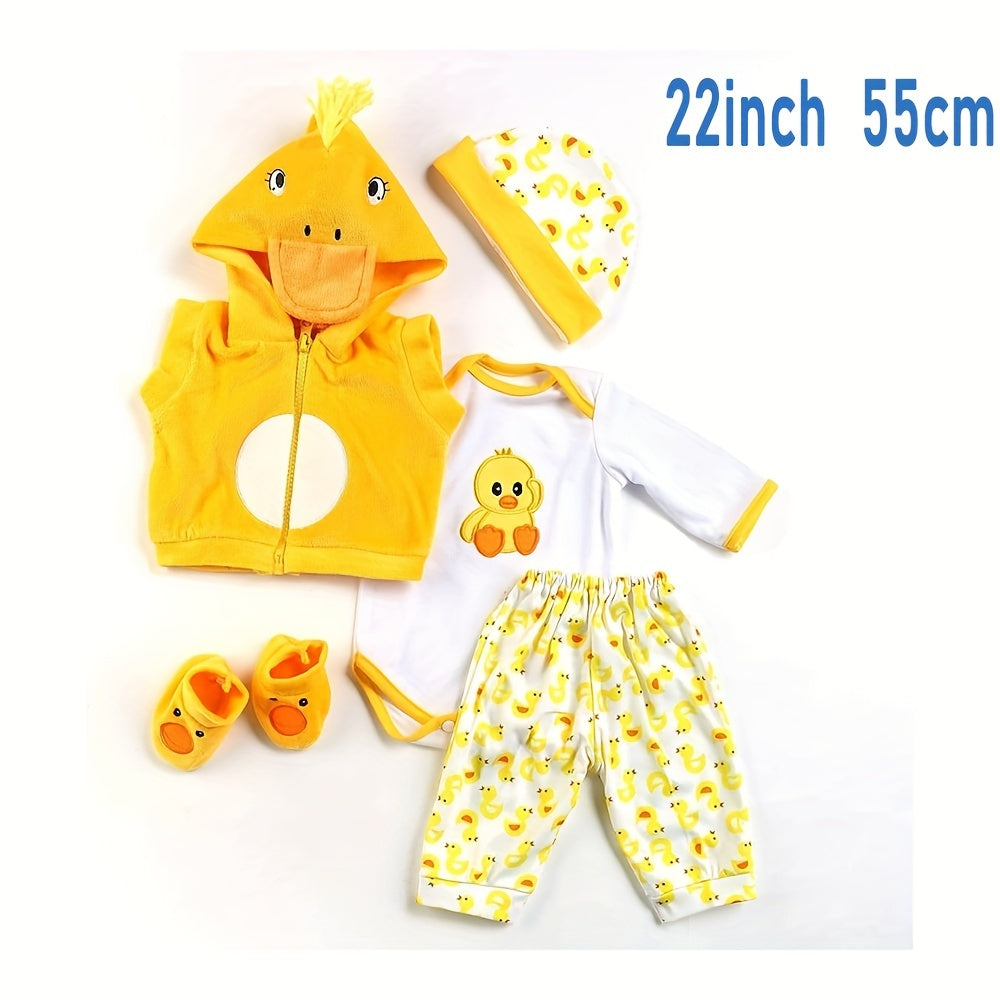 5pcs Yellow Duck Reborn Dolls Clothes Set 55-88cm Baby Doll Accessories