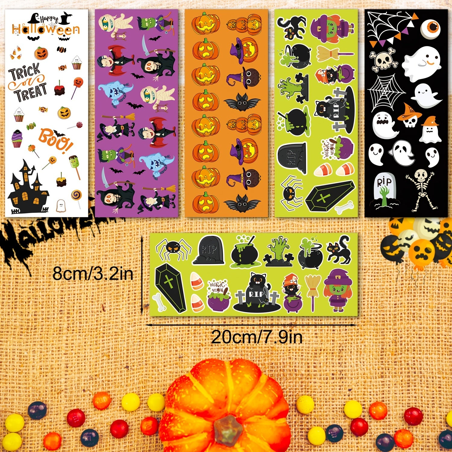 Halloween Stickers Bulk Waterproof Vinyl Stickers for Treat Bags Goodie Bags