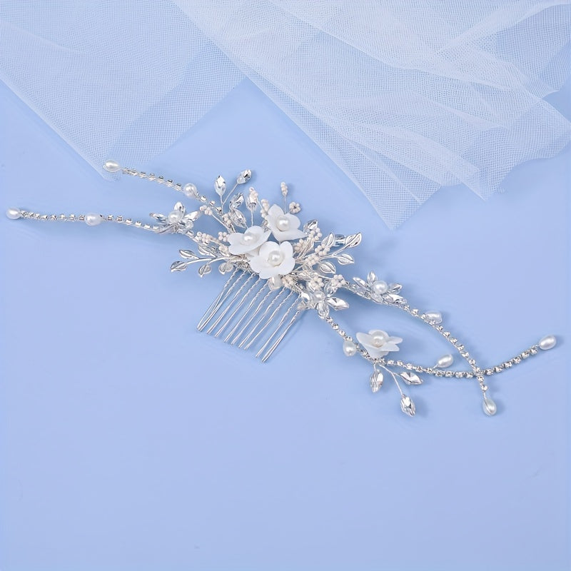 Bridal Wedding Hair Comb with Faux Pearls