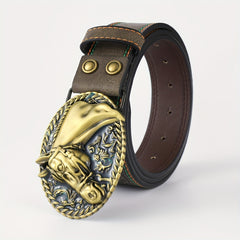 Men's Yellow Buckle Belt PU Leather