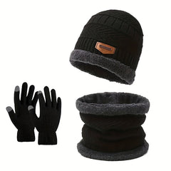 Winter Beanie Hat Neck Cover Touch Gloves Set
