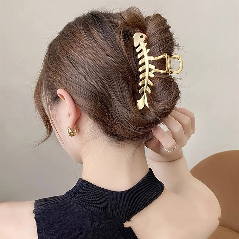 Fish Shaped Hair Claw Clips Big Metal Fishbone Hair Jaw Clamps
