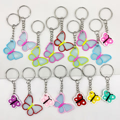 16pcs Butterfly Keychain Party Favors Mini Keyring Classroom Prizes Gift Bag Stu