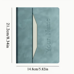 A5 Faux Leather Notebook w/ Personalization Laser Engraved Light & Pocket