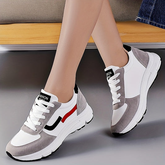 Women's Colorblock Chunky Sneakers Lace Up Low Top Outdoor Running Shoes
