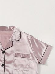 Satin Pajama Set Short Sleeve & Shorts Women's Sleepwear