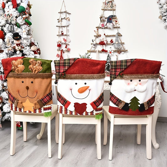 Christmas Chair Cover Stool Cover Santa Claus Snowman Elk Plush Fabric