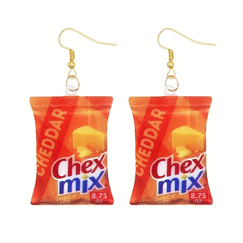 Chip Snack Bag Dangle Earrings Acrylic Jewelry Gift