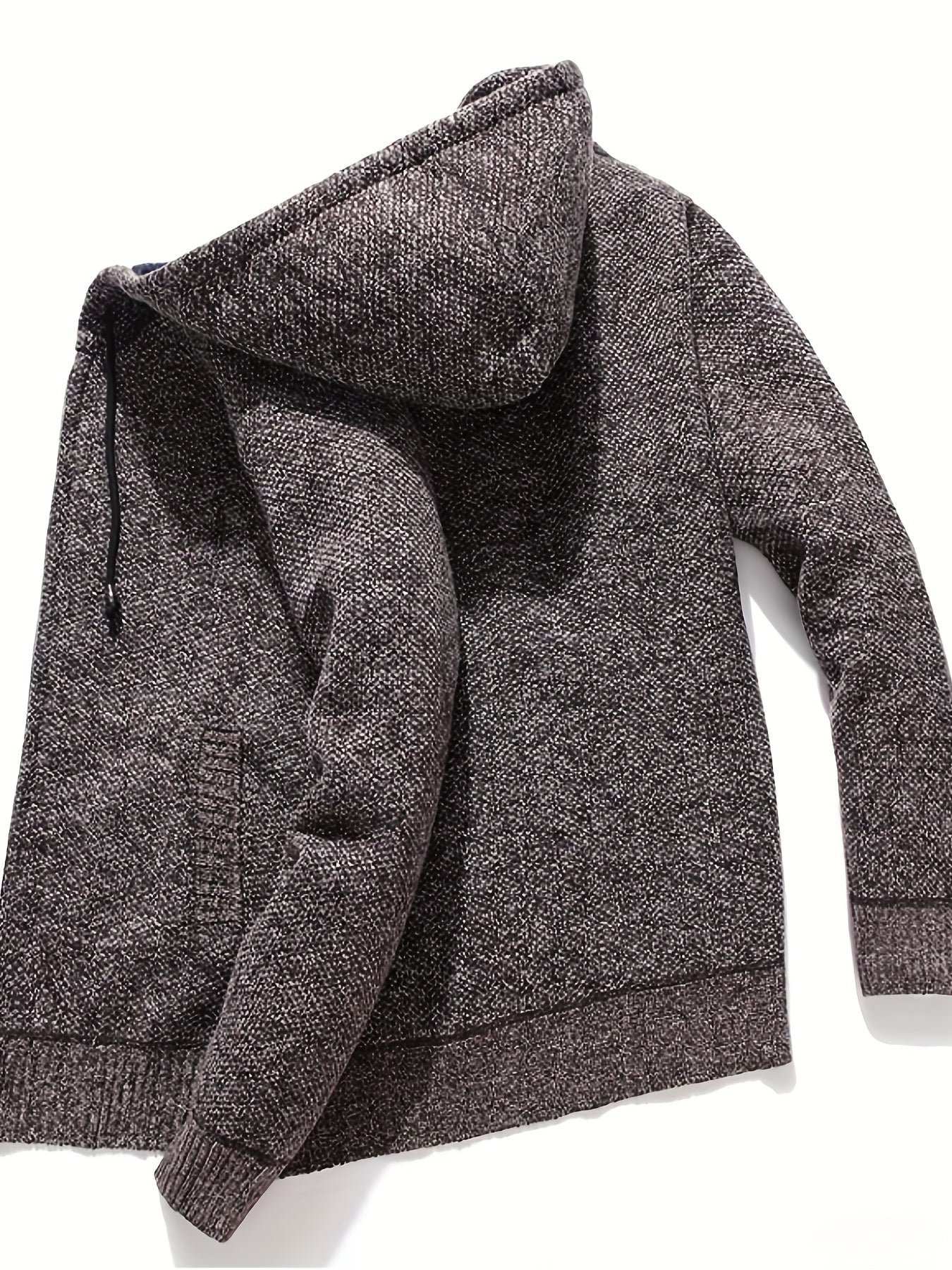 Sherpa Lined Knitted Cardigan Men's Hooded Jacket Long Sleeve Hoodies