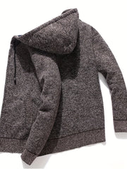 Sherpa Lined Knitted Cardigan Men's Hooded Jacket Long Sleeve Hoodies