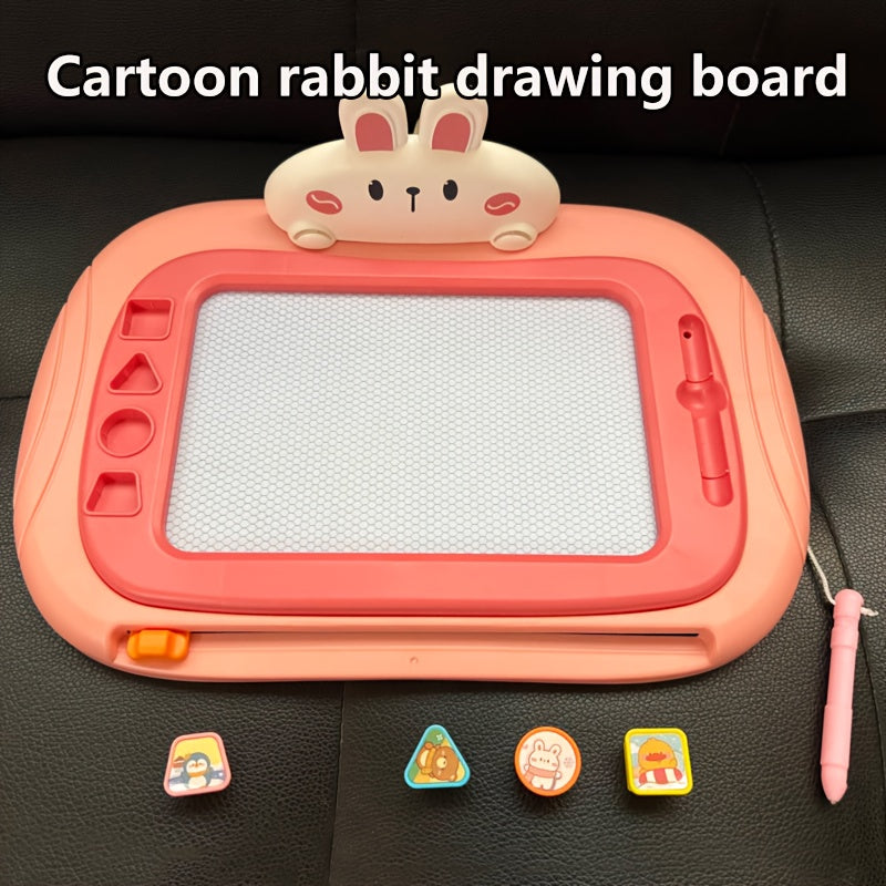 Kids' Cartoon Drawing Board with Stamps & Pen Pink Green