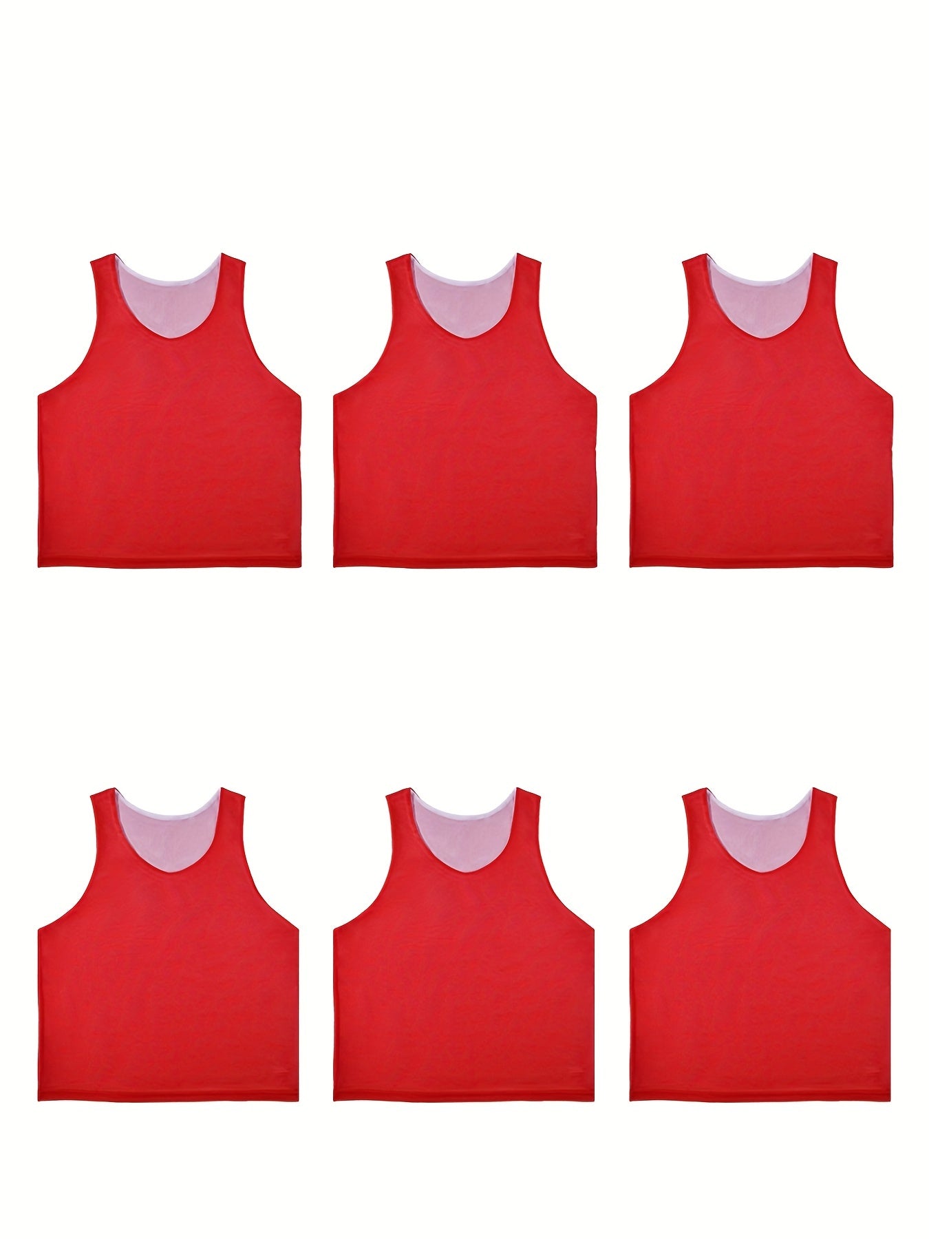 6pcs Solid Soccer Jerseys Active Mesh Sports Pinnies For Aged 12-18 120-155lbs