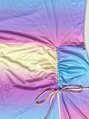  Ombre Print Drawstring Tank Dress