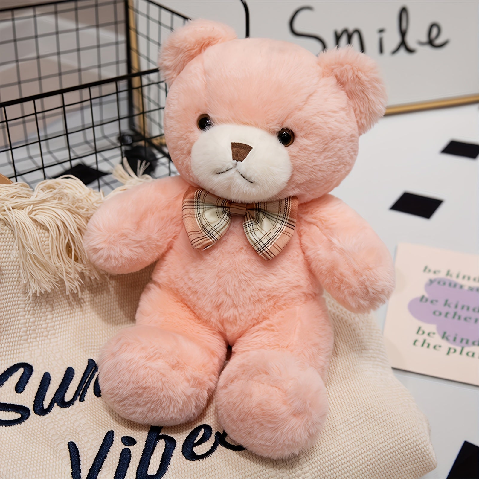 2pcs Teddy Bear Plush Toy with Bow Soft Bear Gift