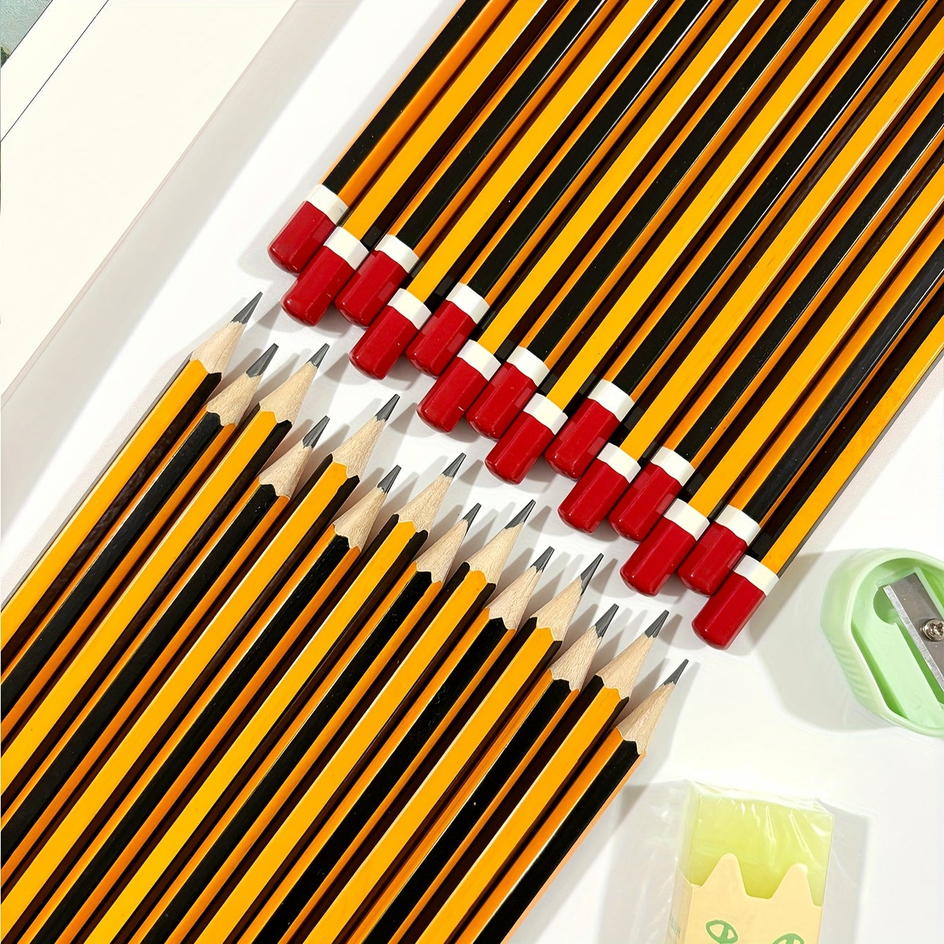10pcs Yellow Striped Willow Pencils Smooth Writing Ideal for Office and School