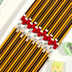 10pcs Yellow Striped Willow Pencils Smooth Writing Ideal for Office and School