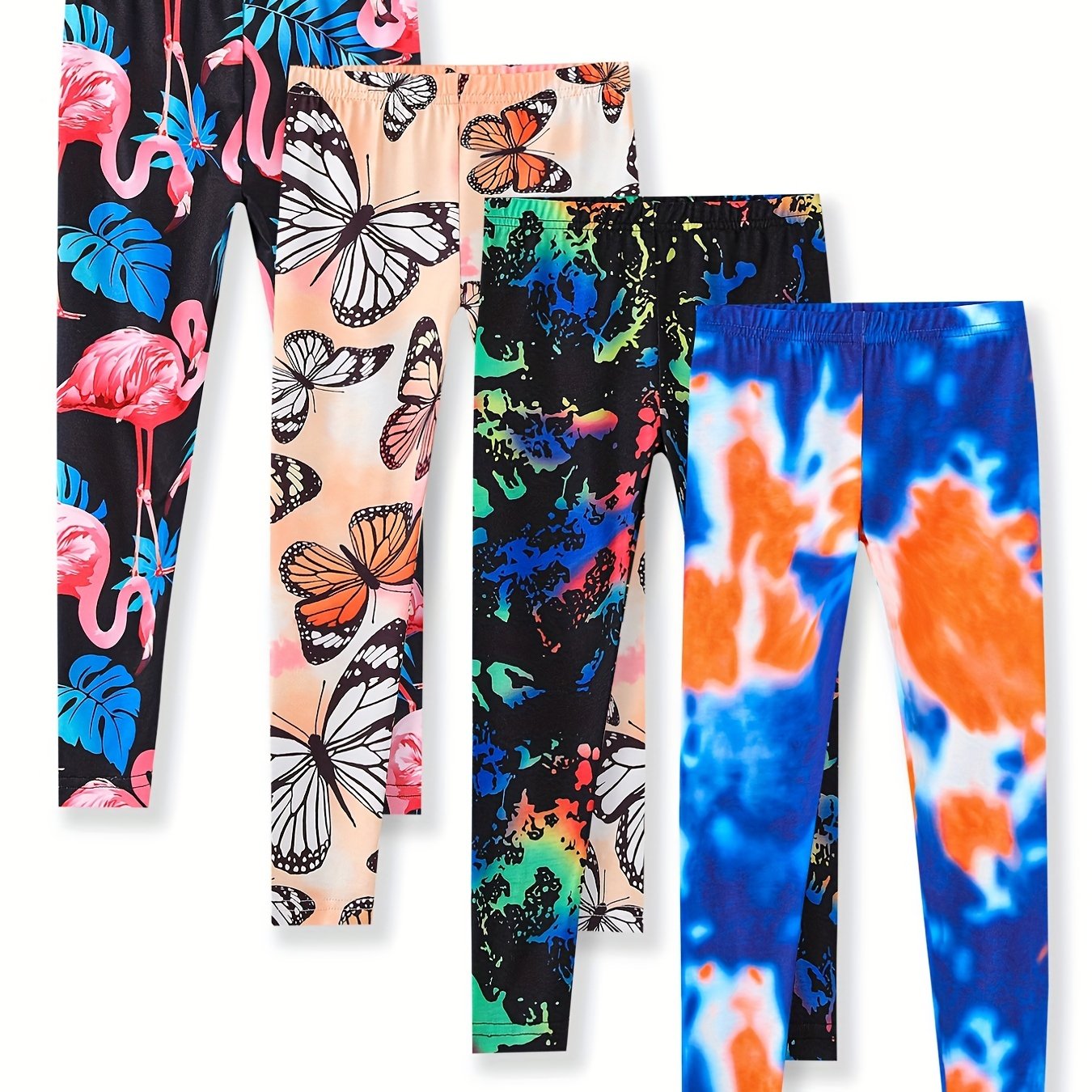 Girl's Tropical Flamingo Tie Dye Leggings