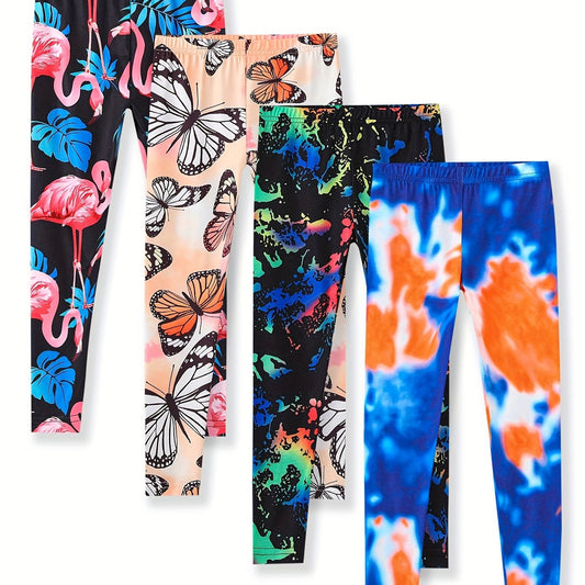 Girl's Tropical Flamingo Tie Dye Leggings