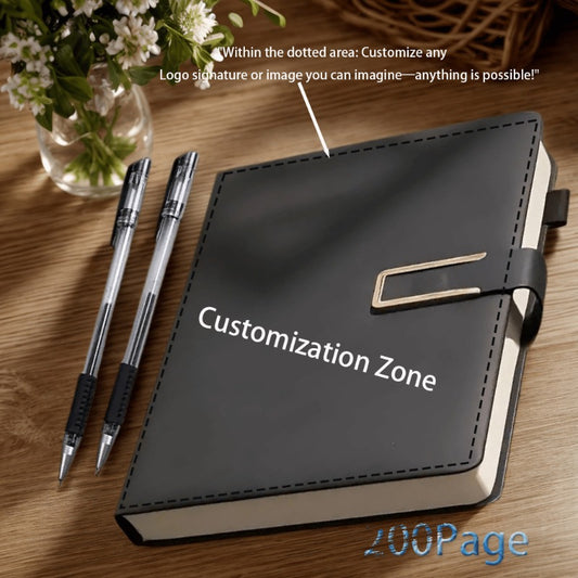 Personalized A5 Faux Leather Notebook with Custom Logo, Name, and Image