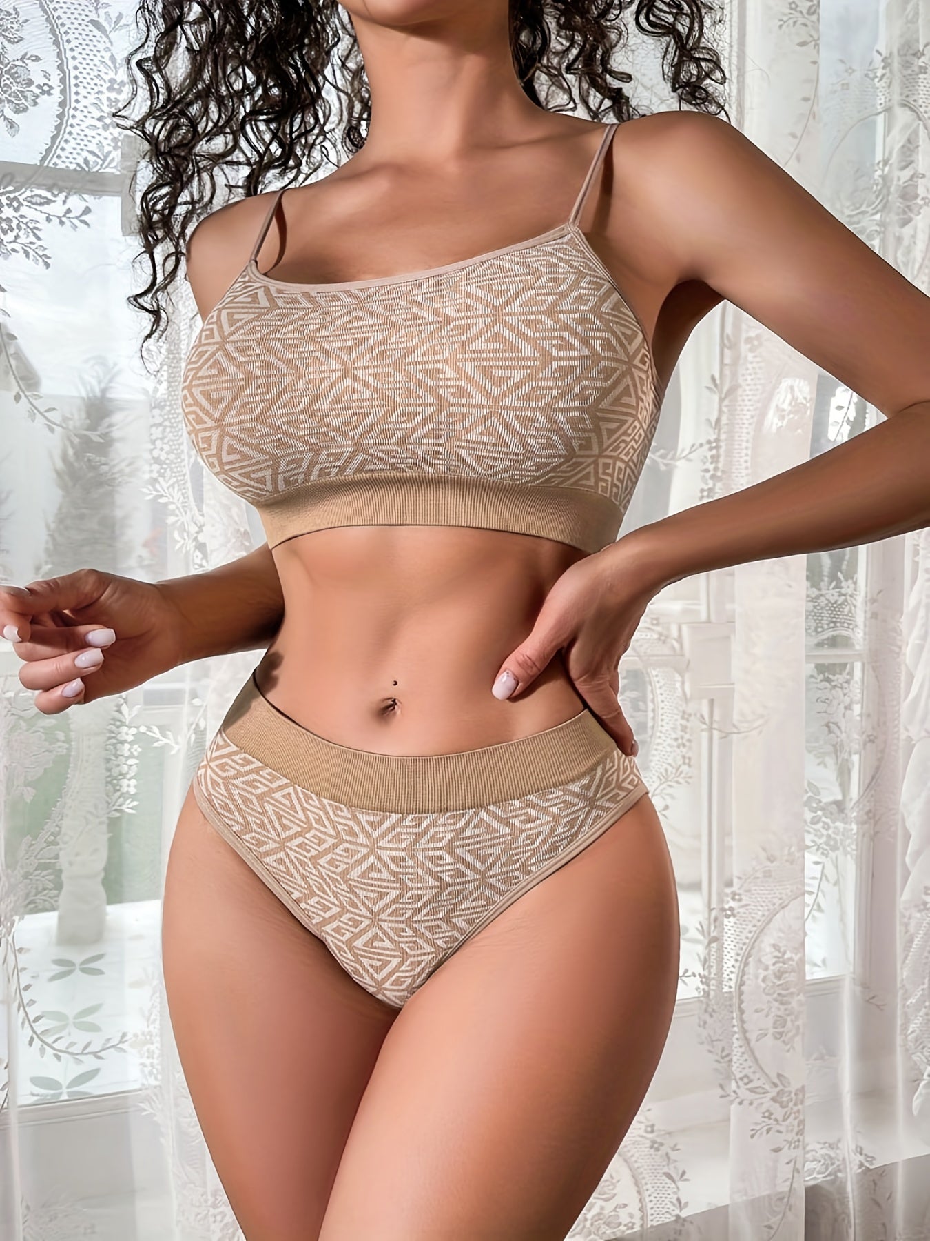 Geometric Pattern Bra & Panties Set