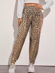  Leopard Print High Rise Jogger Trousers